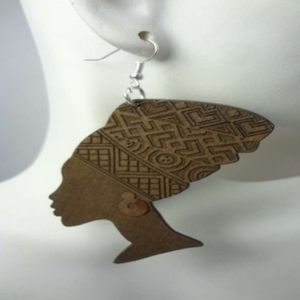 Dark Brown 2.5"  Wooden Silhouette Earrings